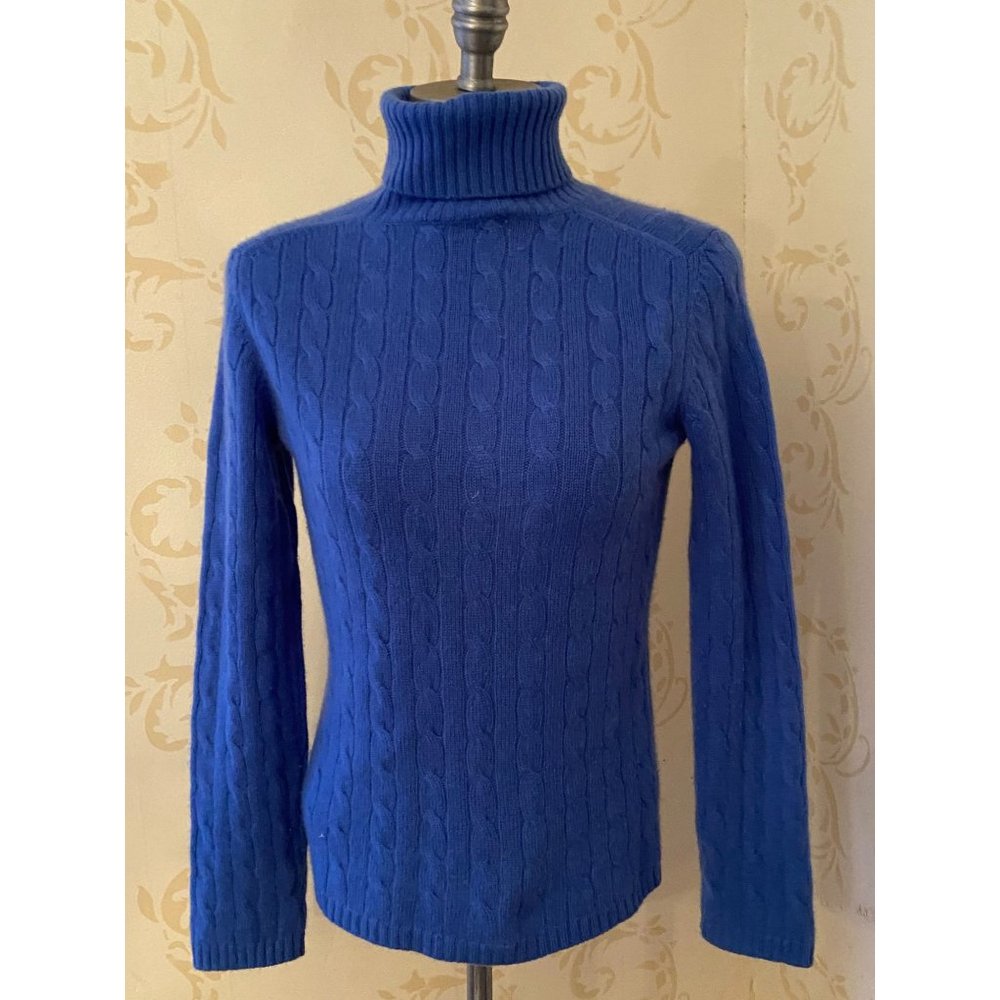 Lord & Taylor 100% Cashmere Blue Cable Sweater Ladies Small
